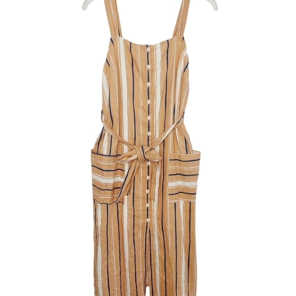 Lost + Wander Sun Dress XS Peach Stripe Button Front Lined Linen Blend NWOT - Picture 4 of 14